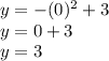 y = - (0) ^ 2 + 3\\y = 0 + 3\\y = 3