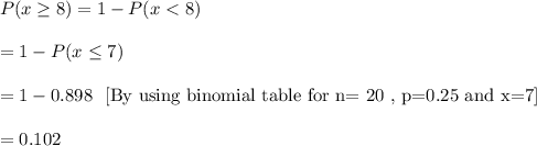 P(x\geq8)=1-P(x