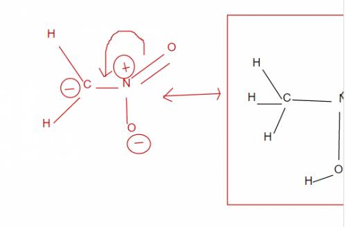 Draw a complete lewis structure for the conjugate acid of nitromethane that shows all bonds, unshare