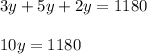 3y+5y+2y=1180\\\\10y=1180