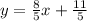 y=\frac{8}{5} x+\frac{11}{5}