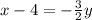 x-4=-\frac{3}{2}y