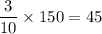 \dfrac{3}{10}\times150=45