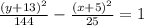 \frac{(y+13)^{2} }{144} -\frac{(x+5)^{2} }{25} =1