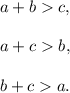 a+bc,\\ \\a+cb,\\ \\b+ca.