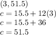 (3,51.5)\\c=15.5+12(3)\\c=15.5+36\\c=51.5