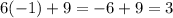 6(-1)+9=-6+9=3