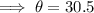 \implies \theta=30.5\degree