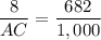 \dfrac{8}{AC}=\dfrac{682}{1,000}