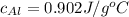 c_{Al} = 0.902 J/g ^oC