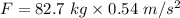 F=82.7\ kg\times 0.54\ m/s^2