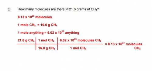How many molecules are there in 21.6 grams of ch4?