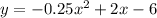 y=-0.25x^{2}+2x-6