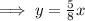 \implies y =\frac{5}{8}x