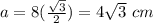 a=8(\frac{\sqrt{3}}{2})=4\sqrt{3}\ cm