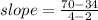 slope =  \frac{70 - 34}{4 - 2}