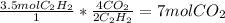 \frac{3.5mol C_{2}H_{2}}{1} *\frac{4CO_2}{2 C_{2}H_{2}} =7molCO_{2}