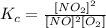 K_c=\frac{[NO_2]^2}{[NO]^2[O_2]}