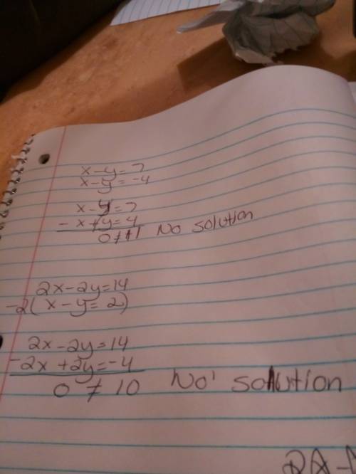 Select three answer choices from the system of equations that has no solution