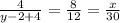 \frac{4}{y-2+4}=\frac{8}{12}=\frac{x}{30}