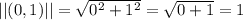 ||(0,1)||=\sqrt{0^2+1^2}=\sqrt{0+1}=1