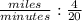 \frac{miles}{minutes}:\frac{4}{20}