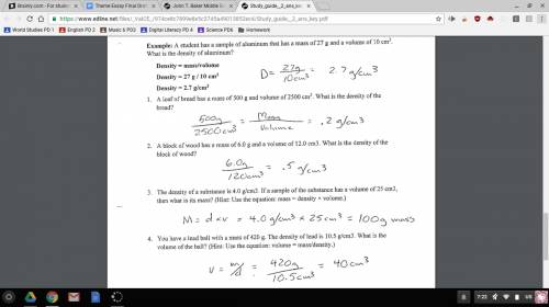 What is the density if the weight is 40.5 and the volume is 15.0