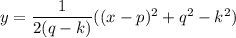 y = \dfrac{1}{2(q-k)} ( (x-p)^2+ q^2-k^2)