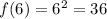 f(6)=6^2=36