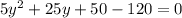 5y^{2}+25y+50-120=0