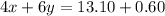 4x+6y=13.10+0.60