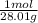 \frac{1 mol}{28.01 g}