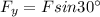 F_y=Fsin 30^{\circ}