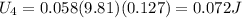 U_4 = 0.058(9.81)(0.127) = 0.072 J