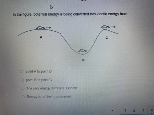 In the figure, potential energy is being converted into kinetic energy from a) point a to point b b)