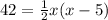 42=\frac{1}{2}x(x-5)