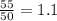 \frac{55}{50}=1.1