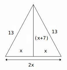 The diagram below shows a pennant in the shape of an isosceles triangle. the equal sides each measur