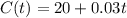 C(t)=20+0.03t