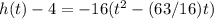 h(t)-4=-16(t^{2} -(63/16)t)