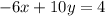 -6 x + 10 y = 4