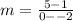 m =  \frac{5- 1}{0 -  - 2}