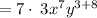 =7\cdot \:3x^7y^{3+8}