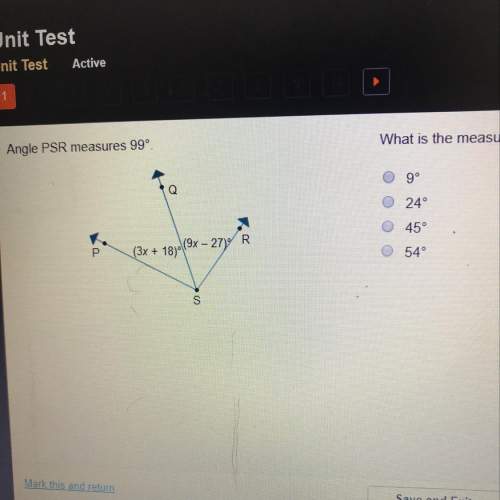 Angle psr measures 99 degrees. what is the measure of angle psq in degrees