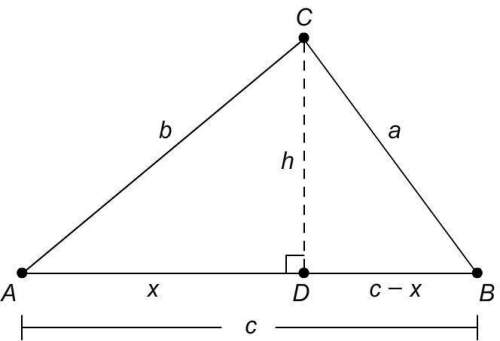 Will mark brainliest, given:  cd  is an altitude of △ abc . prove: a^2=b^2+c^2−2bc cos a? (ch