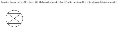 Describe the symmetry of the figure. identify lines of symmetry, if any. find the angle and the orde