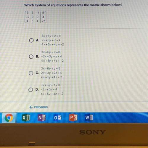 Which system of equations represents the matrix shown below ?