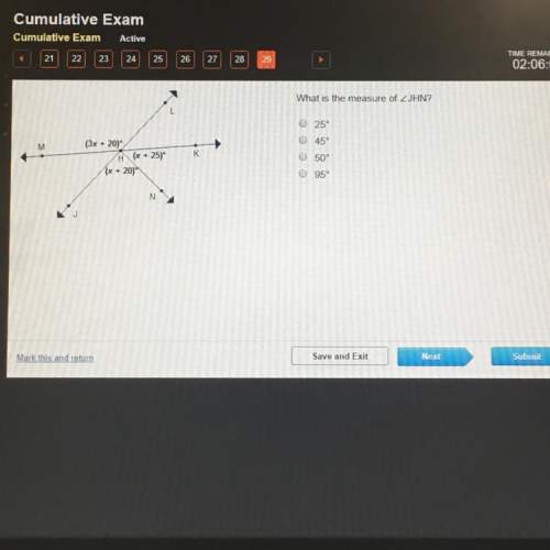 What is the measure of zjhn?  (3x + 20) (x + 25) x+ 20°