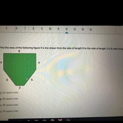 Find the area of the following figure drawn from the side of length eight to the side of length 2 is