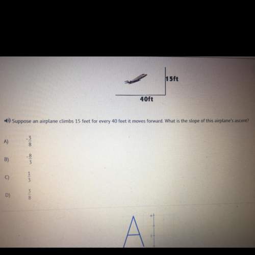 Suppose an airplane climbs 15 feet up for every 40 feet it moves forward. what is the slope of this